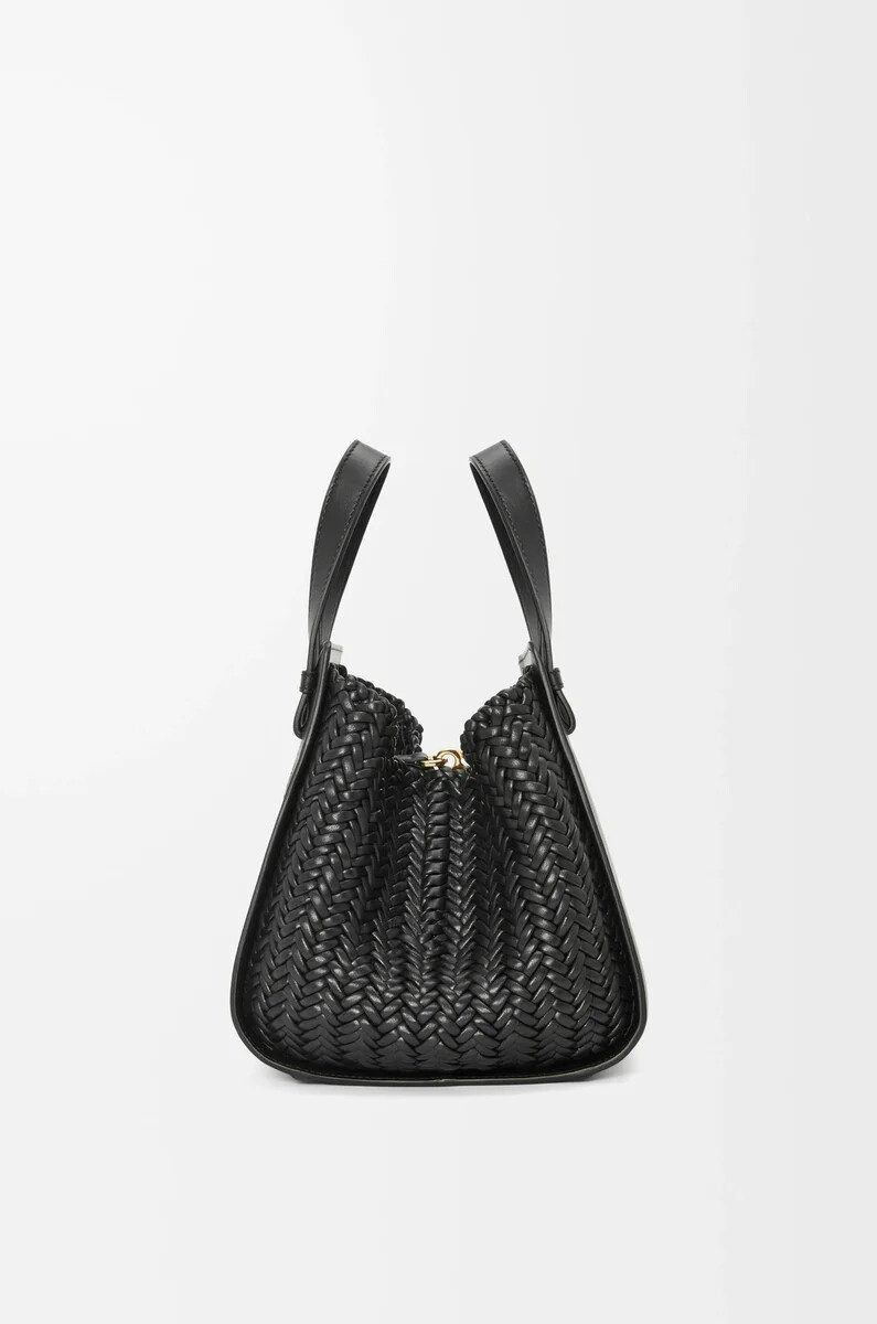 borsa hammock compatta in pelle di vitello nera