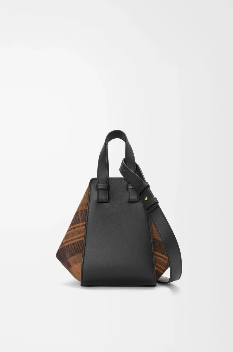 borsa compatta hammock in pelle scamosciata e vitello classico color cuoionero