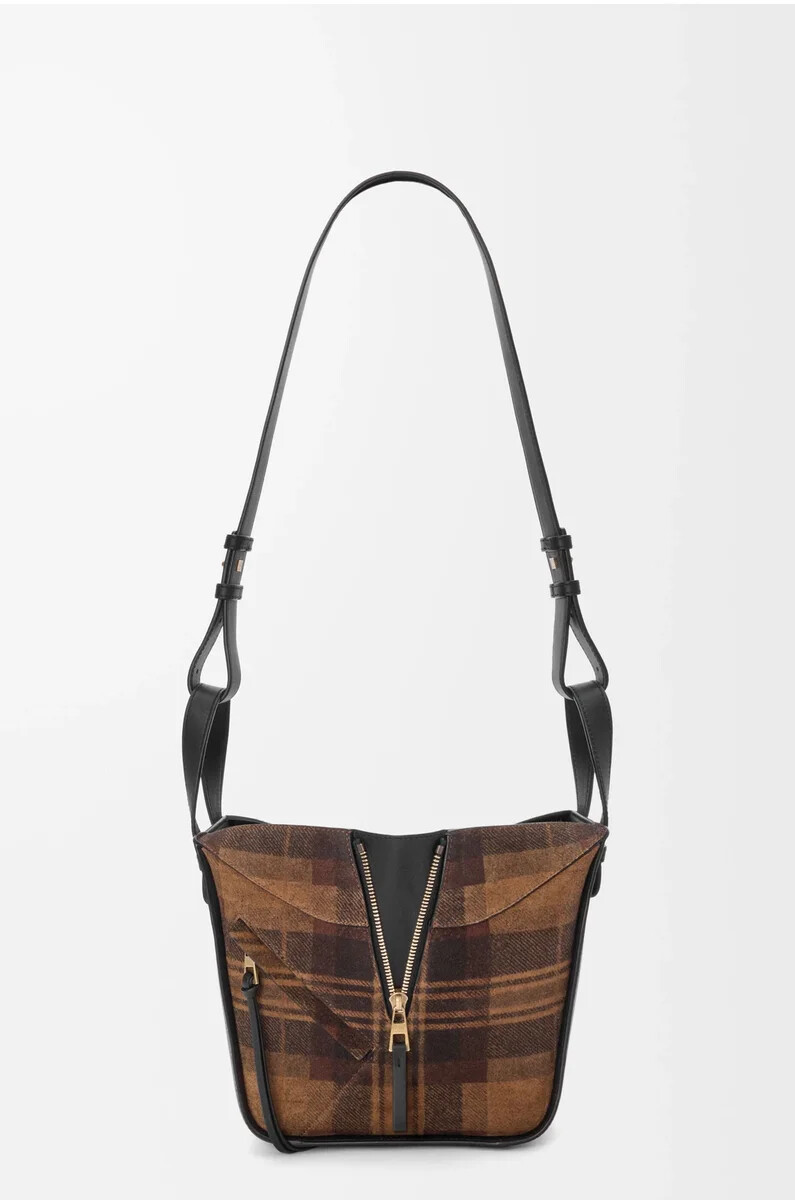 borsa compatta hammock in pelle scamosciata e vitello classico color cuoionero