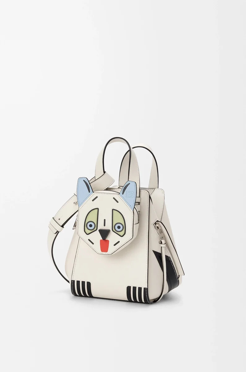 borsa compatta futurist cat hammock in pelle di vitello classica soft white