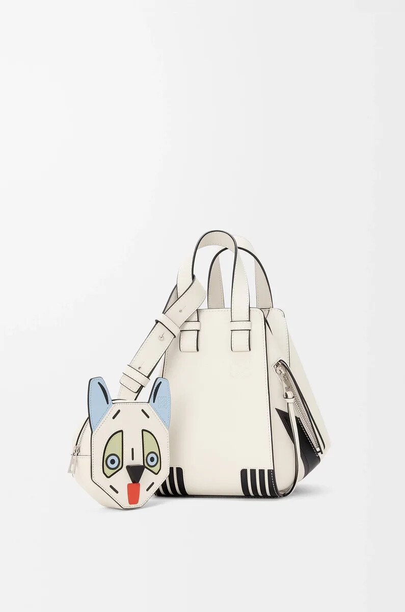 borsa compatta futurist cat hammock in pelle di vitello classica soft white