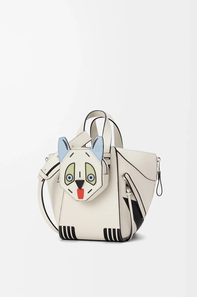 borsa compatta futurist cat hammock in pelle di vitello classica soft white