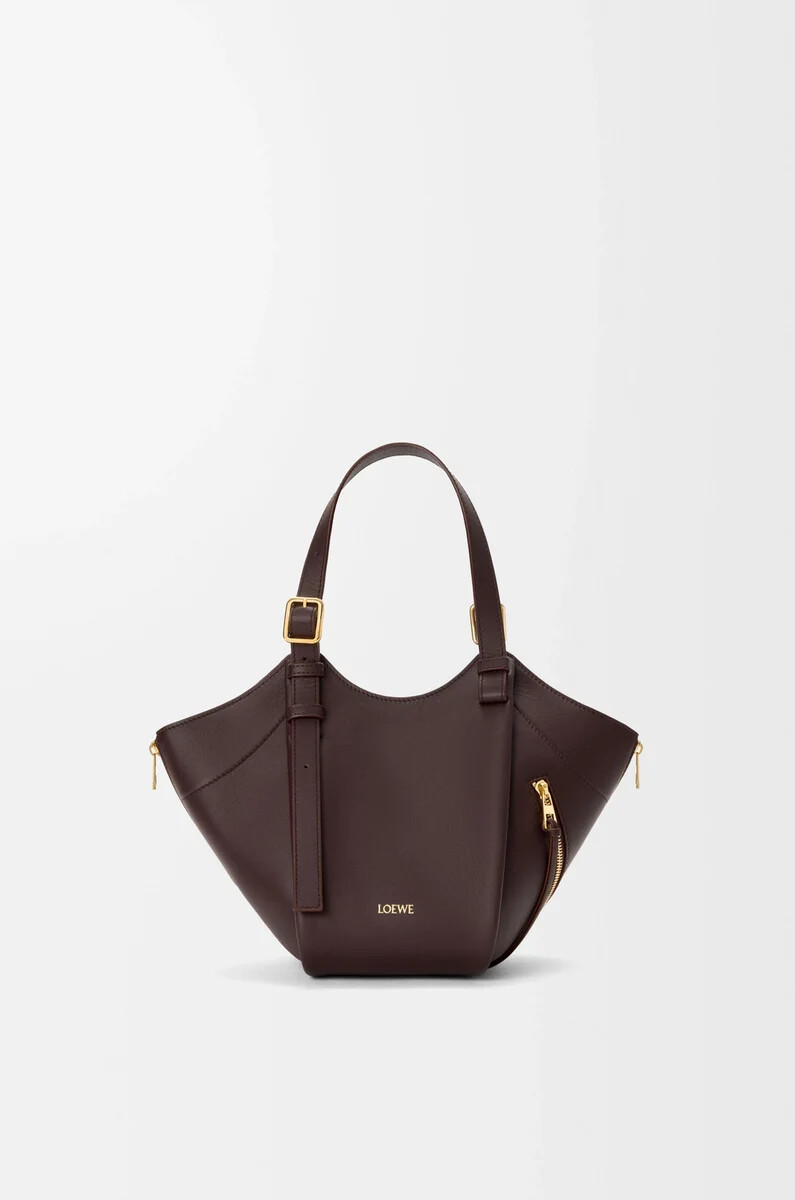 borsa hammock flip in pelle di vitello classica dark chestnut
