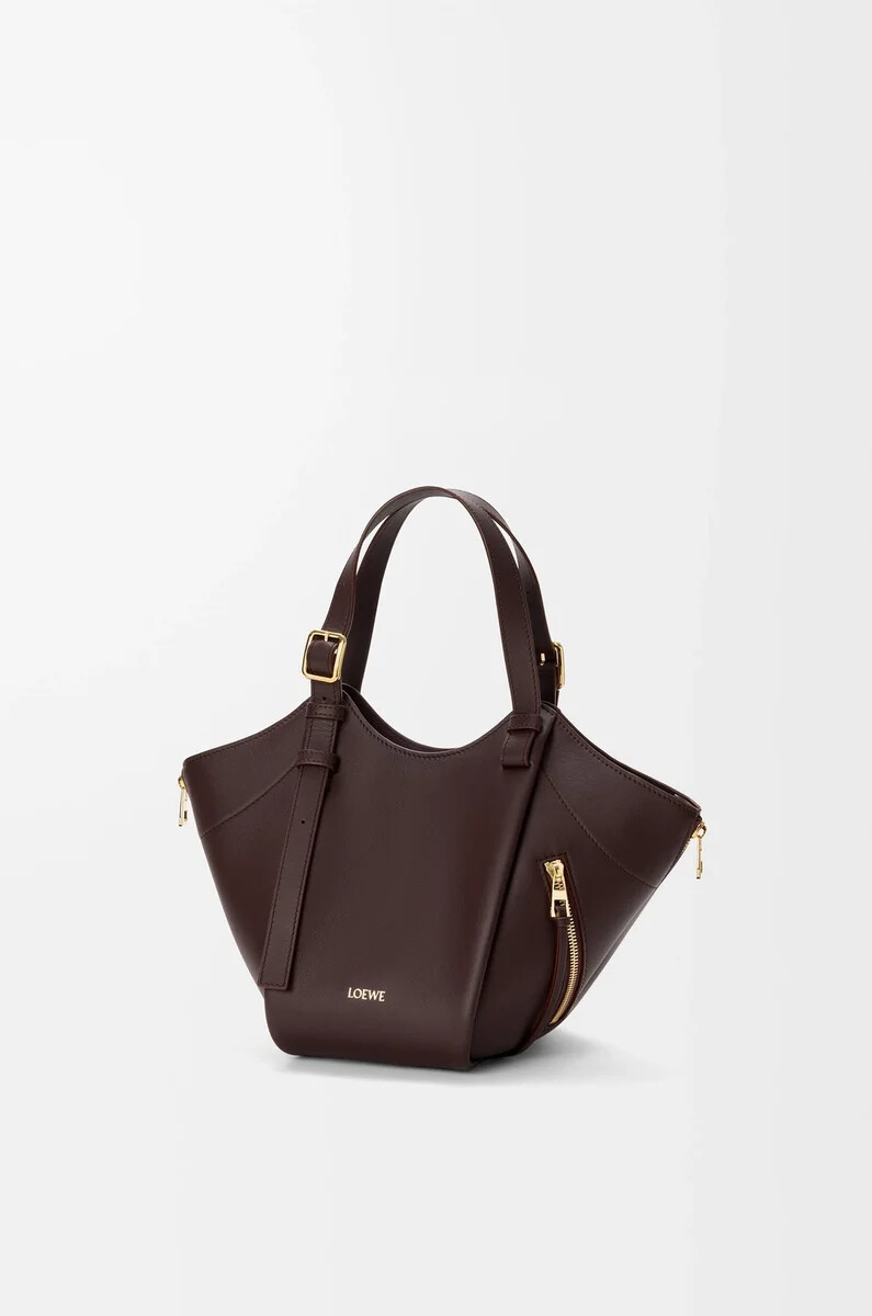 borsa hammock flip in pelle di vitello classica dark chestnut