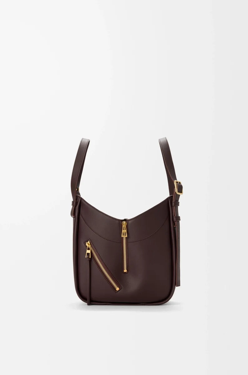 borsa hammock flip in pelle di vitello classica dark chestnut