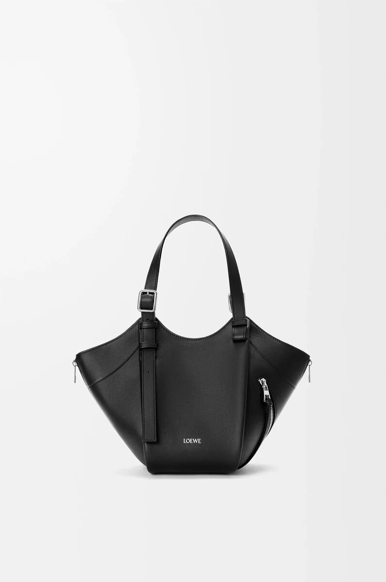 borsa hammock flip in pelle di vitello classica nera
