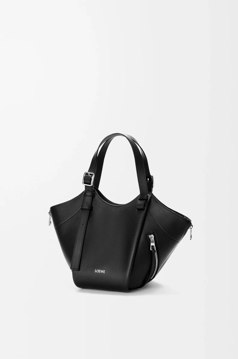 borsa hammock flip in pelle di vitello classica nera