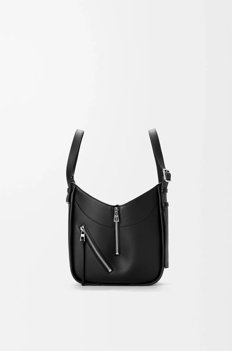 borsa hammock flip in pelle di vitello classica nera