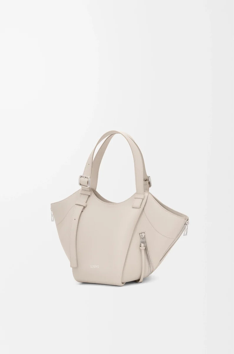 borsa hammock flip in pelle di vitello classica light ghost