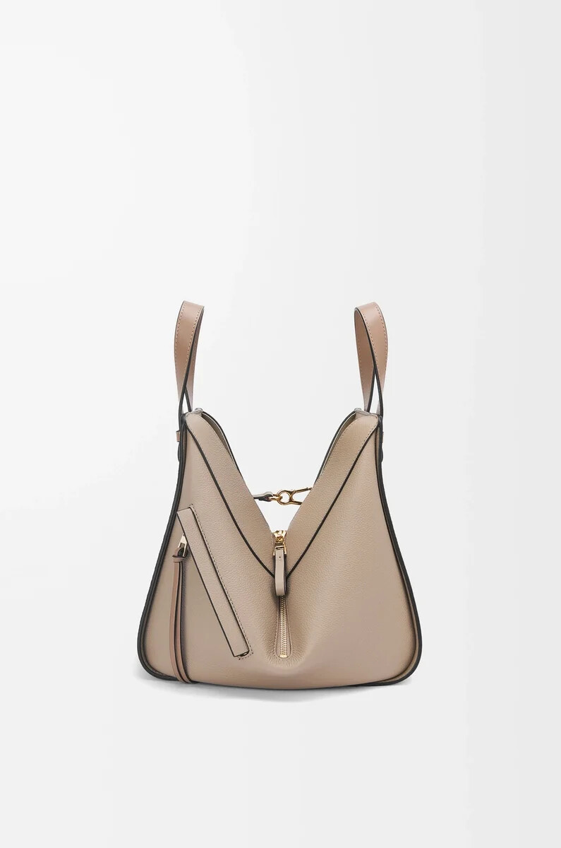 borsa hammock piccola in morbida pelle di vitello grana sabbia
