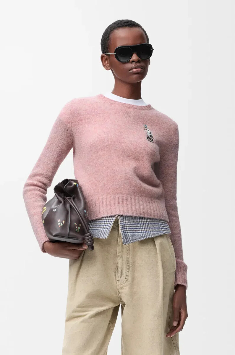 maglione in lana rosa
