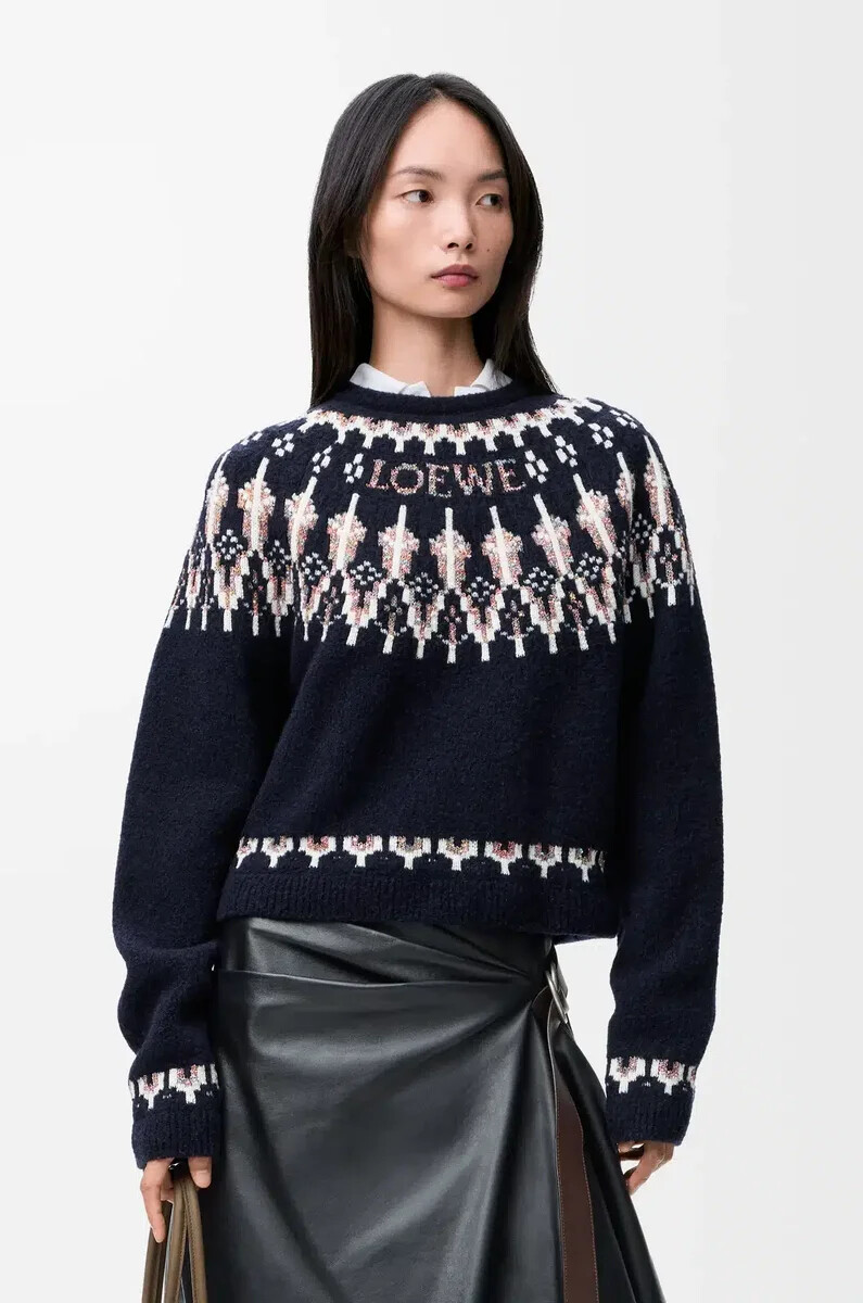 maglione in misto lana blu navymulticolore