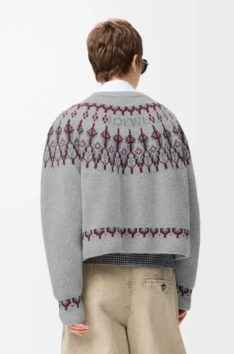 cardigan in misto lana grigio chiaromulticolore