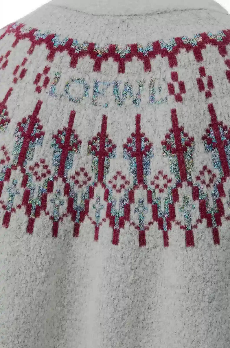 cardigan in misto lana grigio chiaromulticolore