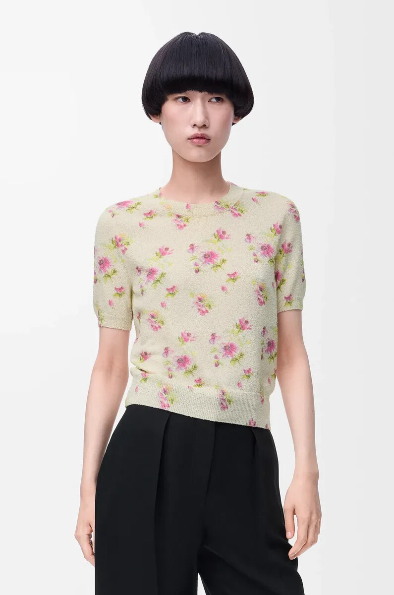 maglione a manica corta in misto cotone biancorosa