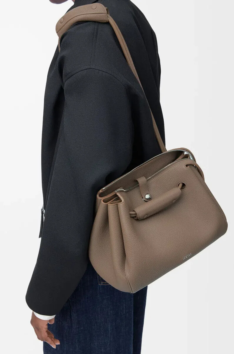 borsa madrid media in morbida pelle di vitello granata taupe