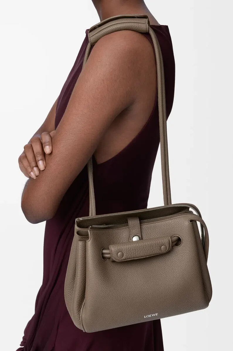 piccola borsa madrid in morbida pelle di vitello granata taupe