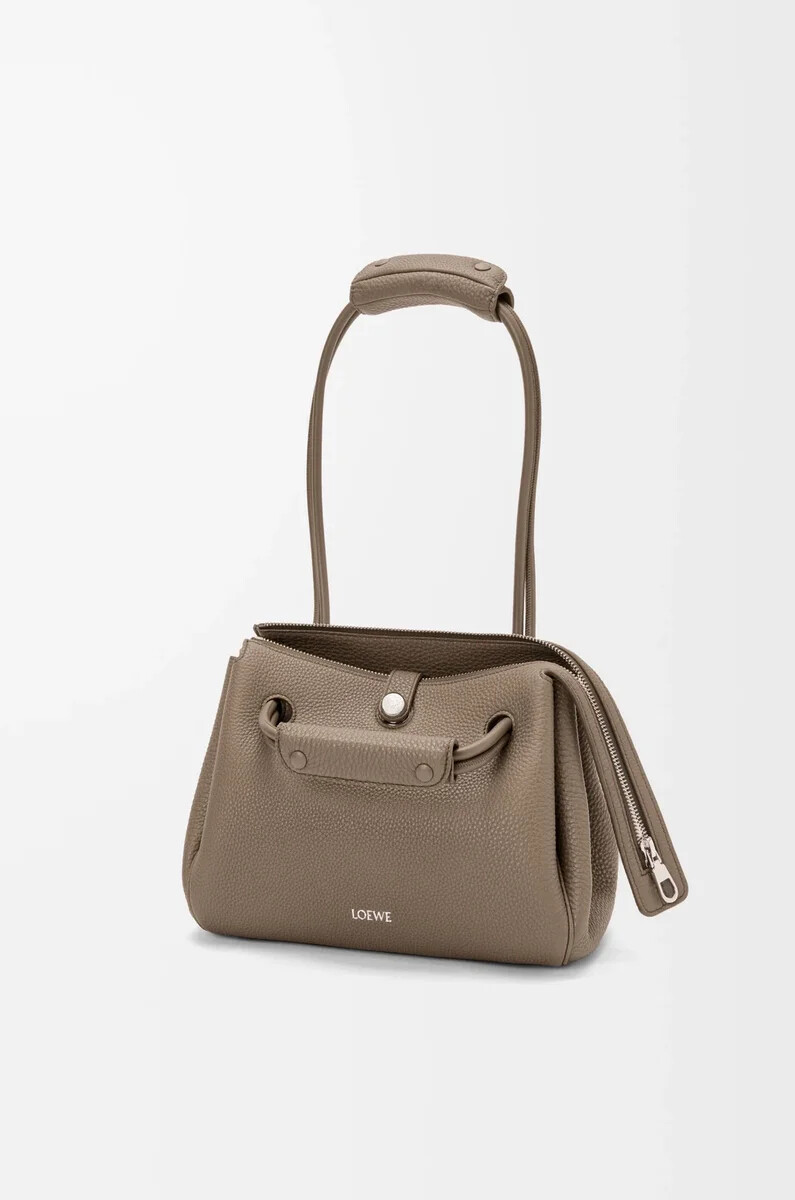 piccola borsa madrid in morbida pelle di vitello granata taupe