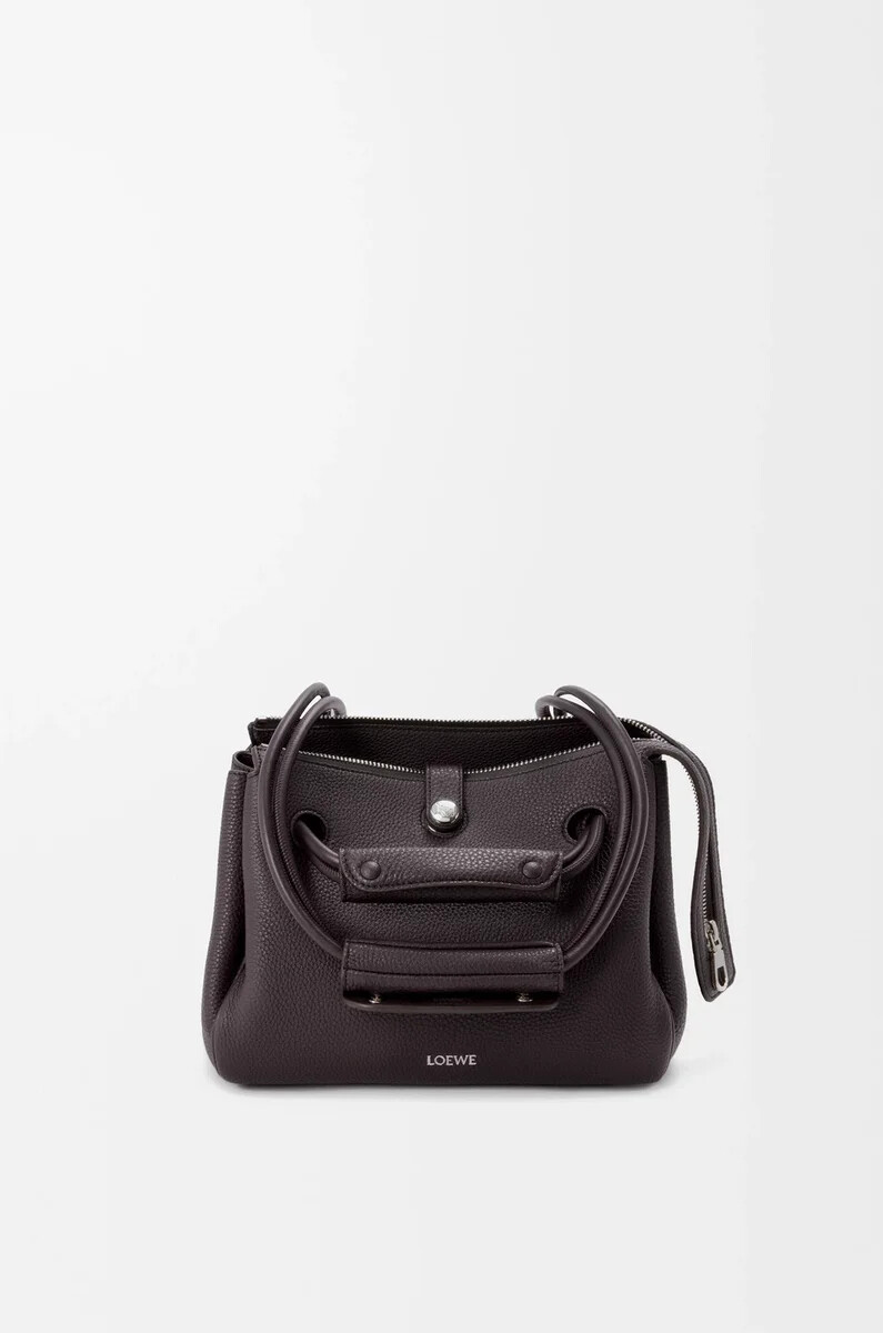 piccola borsa madrid in morbida pelle di vitello grana dark ebony