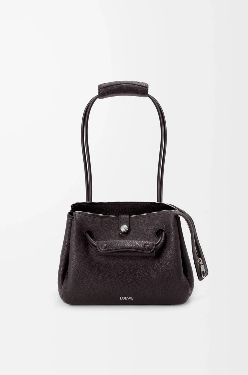 piccola borsa madrid in morbida pelle di vitello grana dark ebony