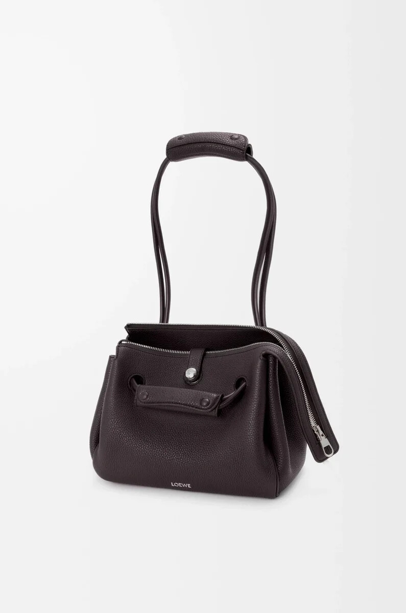 piccola borsa madrid in morbida pelle di vitello grana dark ebony