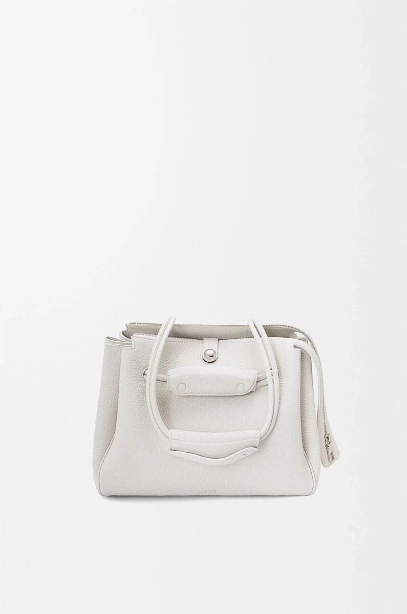 piccola borsa madrid in morbida pelle di vitello grana soft white