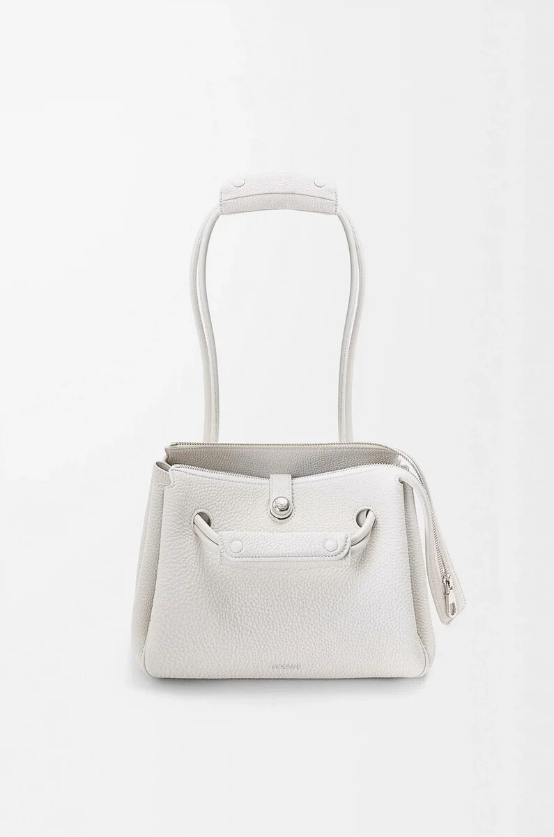 piccola borsa madrid in morbida pelle di vitello grana soft white