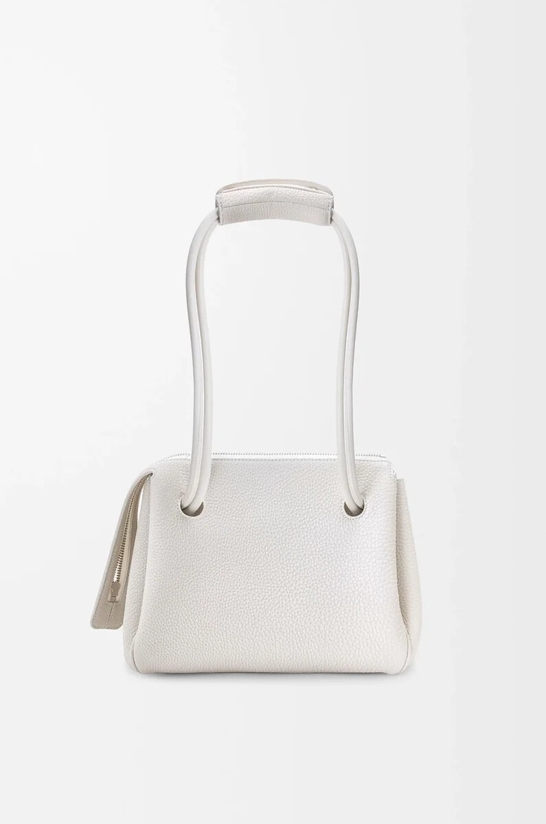 piccola borsa madrid in morbida pelle di vitello grana soft white
