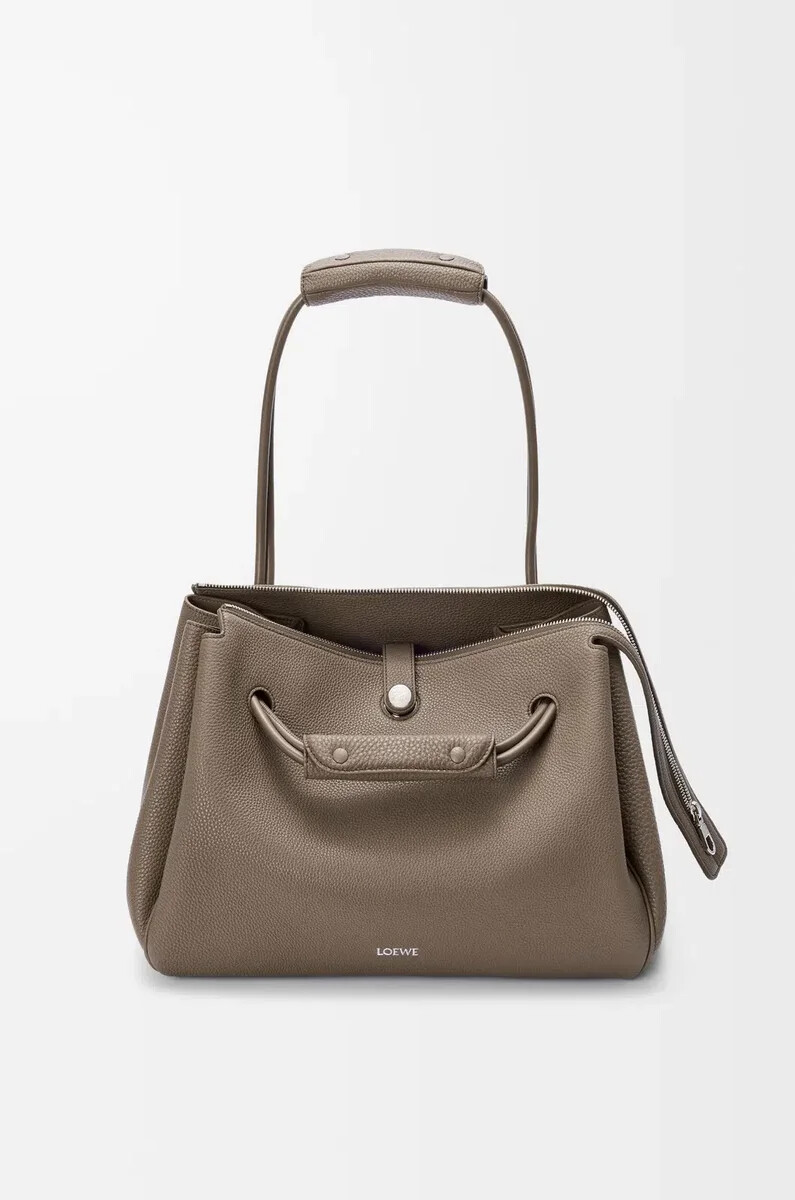 borsa madrid grande in morbida pelle di vitello grana taupe