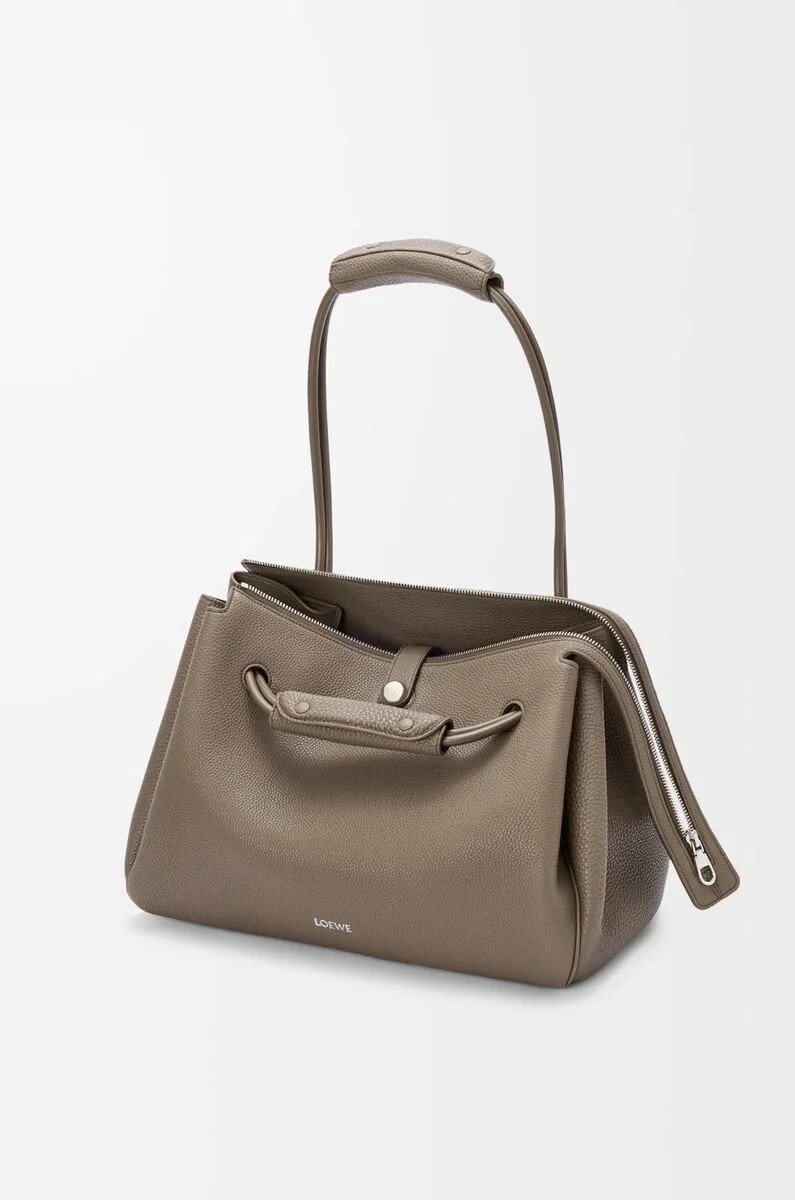 borsa madrid grande in morbida pelle di vitello grana taupe