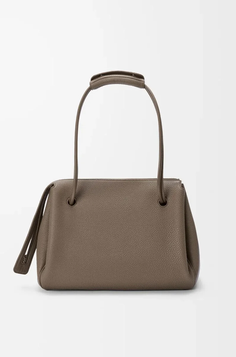 borsa madrid grande in morbida pelle di vitello grana taupe
