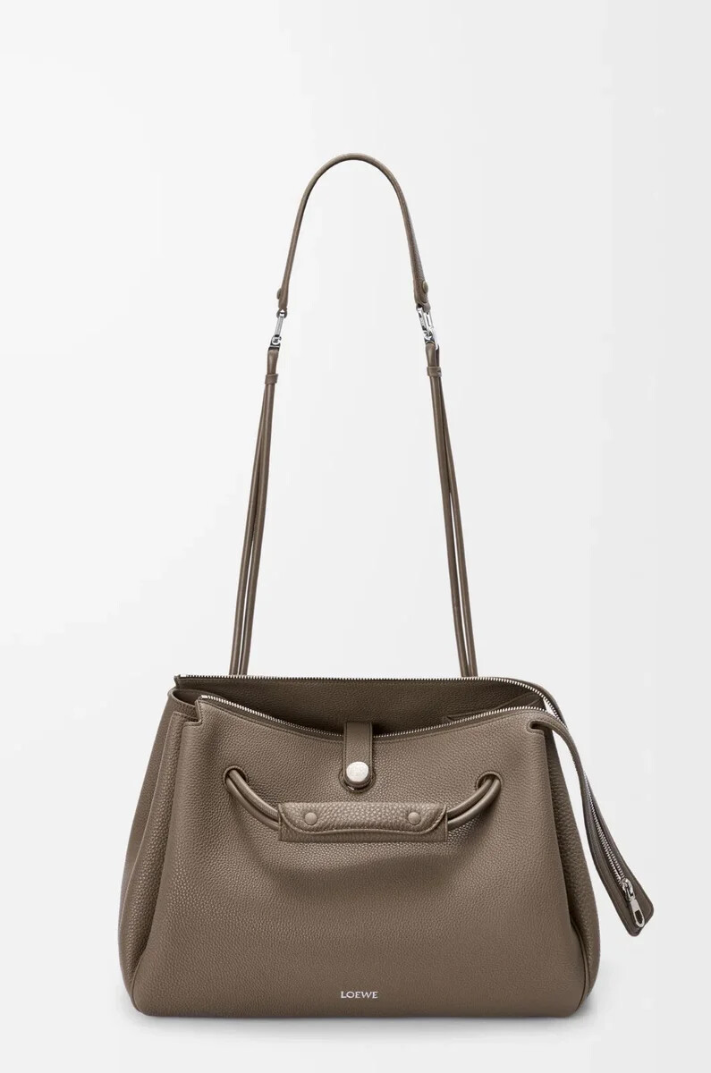 borsa madrid grande in morbida pelle di vitello grana taupe