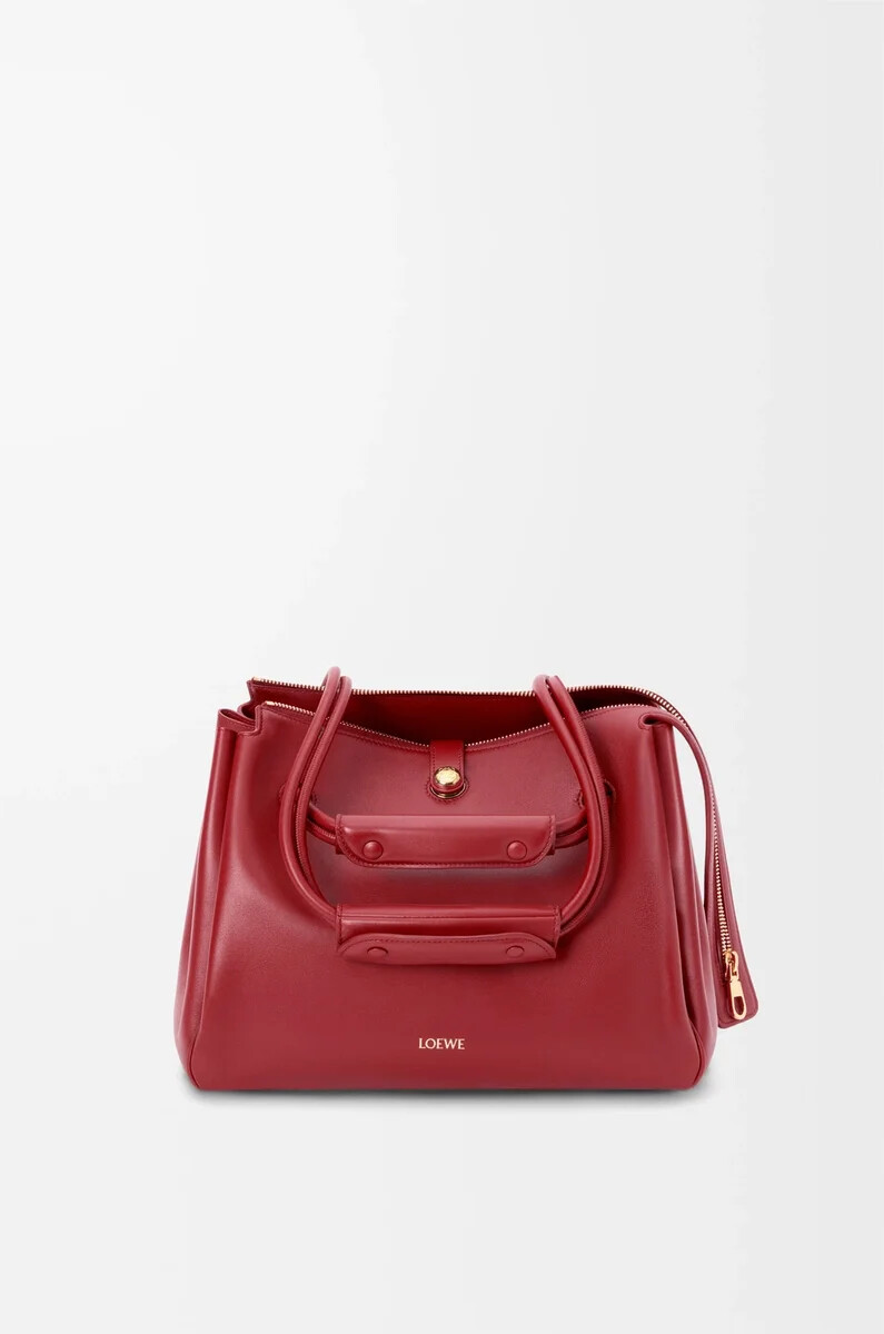 borsa madrid media in morbida pelle di vitello rosso bruciato