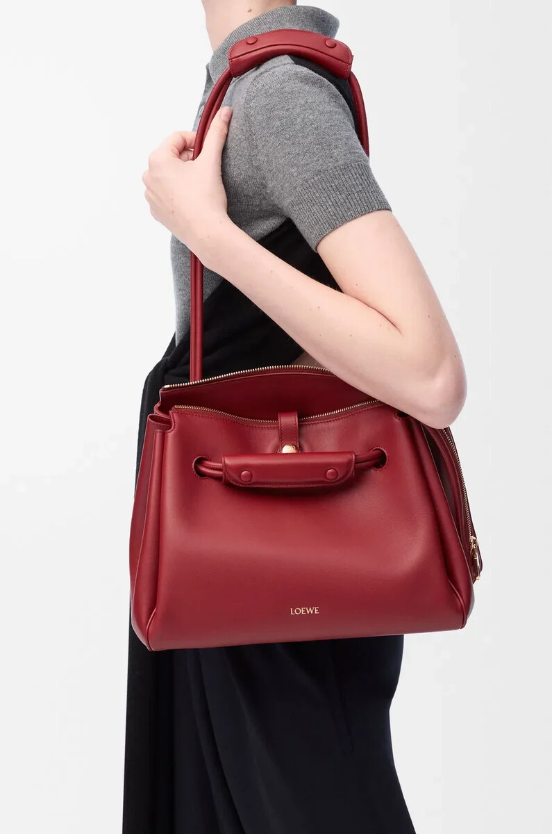 borsa madrid media in morbida pelle di vitello rosso bruciato