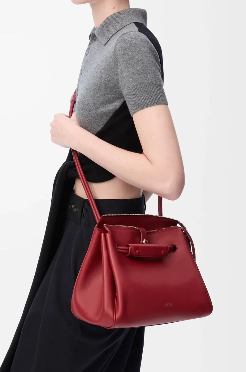 borsa madrid media in morbida pelle di vitello rosso bruciato