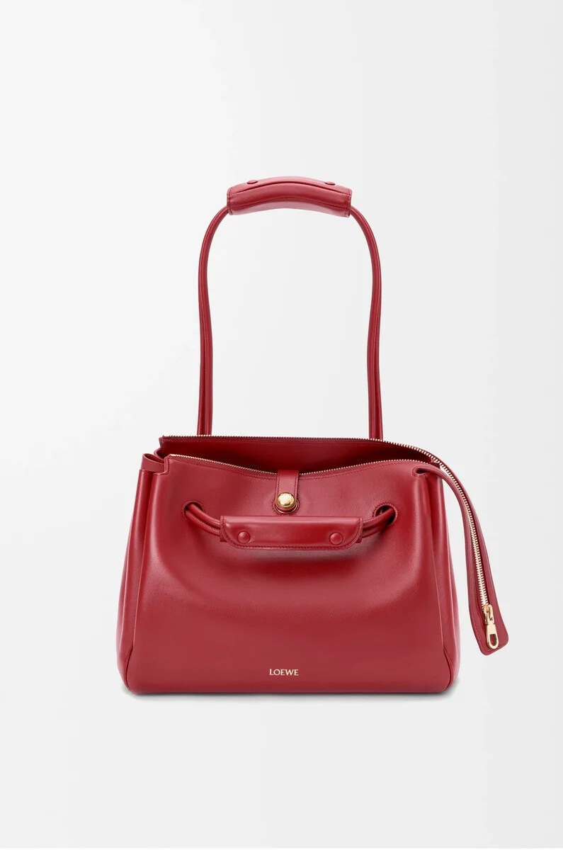 borsa madrid media in morbida pelle di vitello rosso bruciato