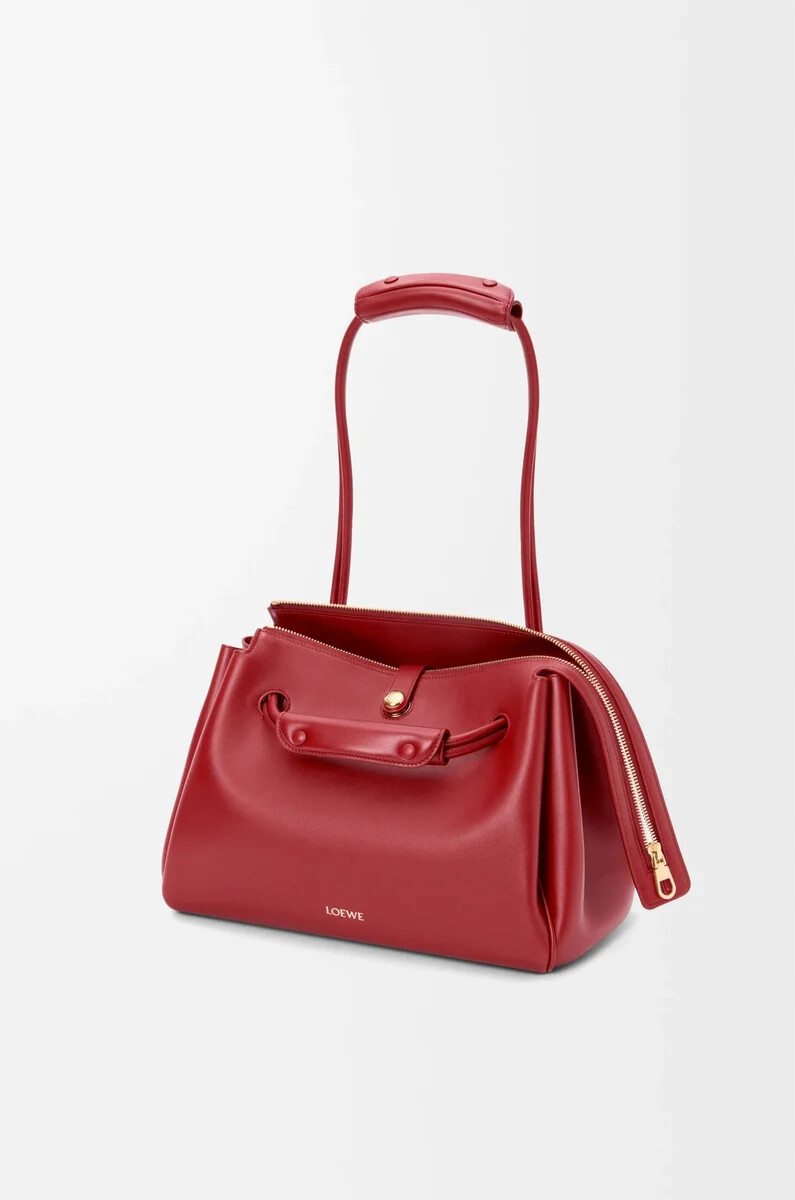 borsa madrid media in morbida pelle di vitello rosso bruciato