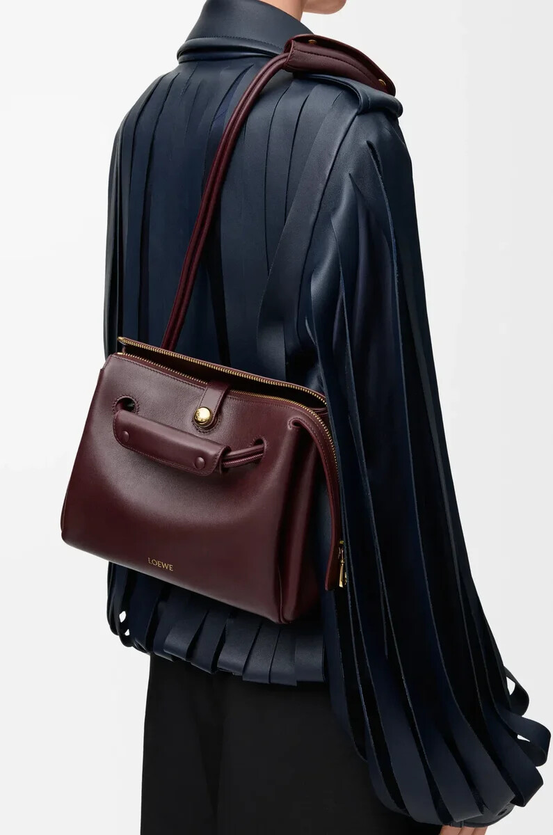 piccola borsa madrid in morbida pelle di vitello borgogna scuro
