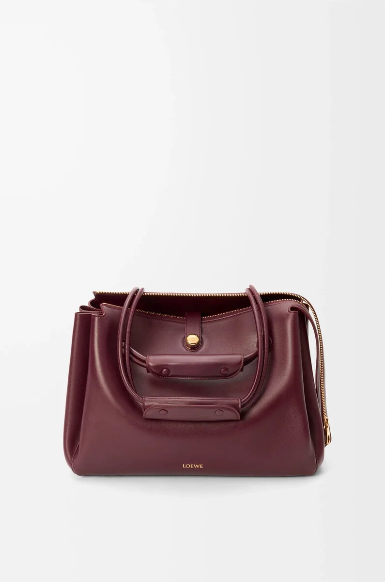 borsa madrid grande in morbida pelle di vitello color borgogna scuro