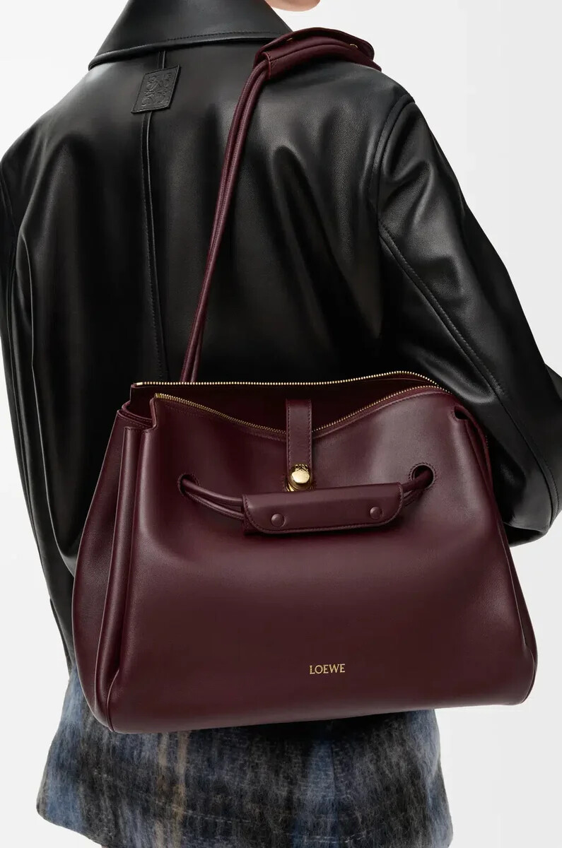borsa madrid grande in morbida pelle di vitello color borgogna scuro