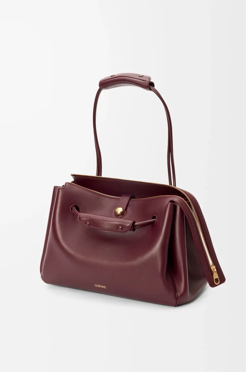borsa madrid grande in morbida pelle di vitello color borgogna scuro
