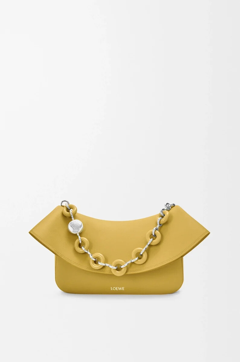 borsa ola media in pelle di vitello liscia ginger