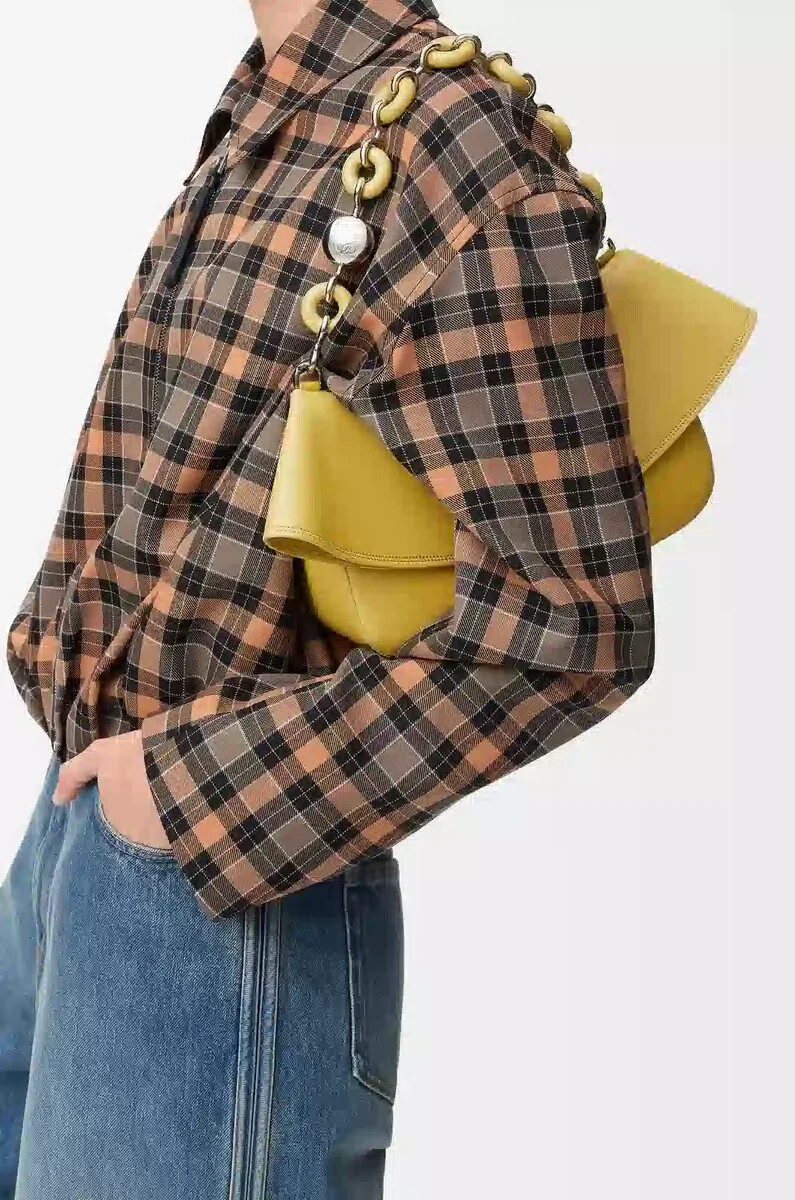 borsa ola media in pelle di vitello liscia ginger