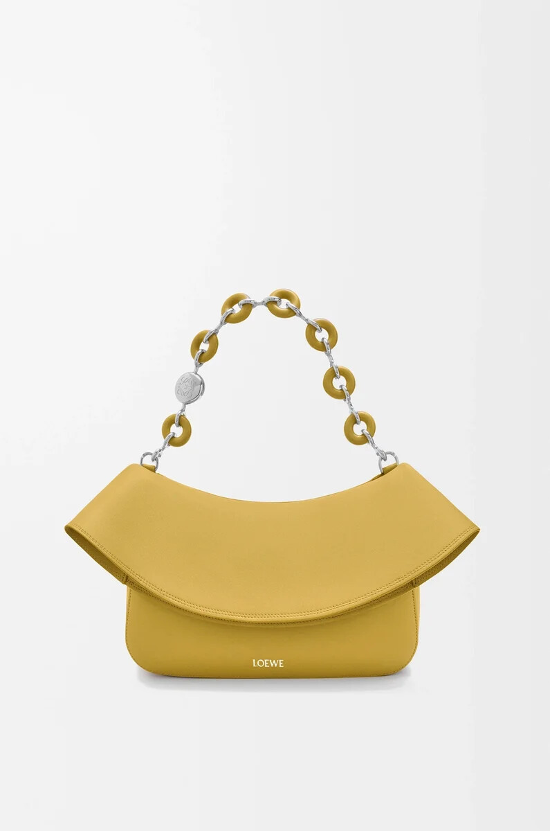 borsa ola media in pelle di vitello liscia ginger