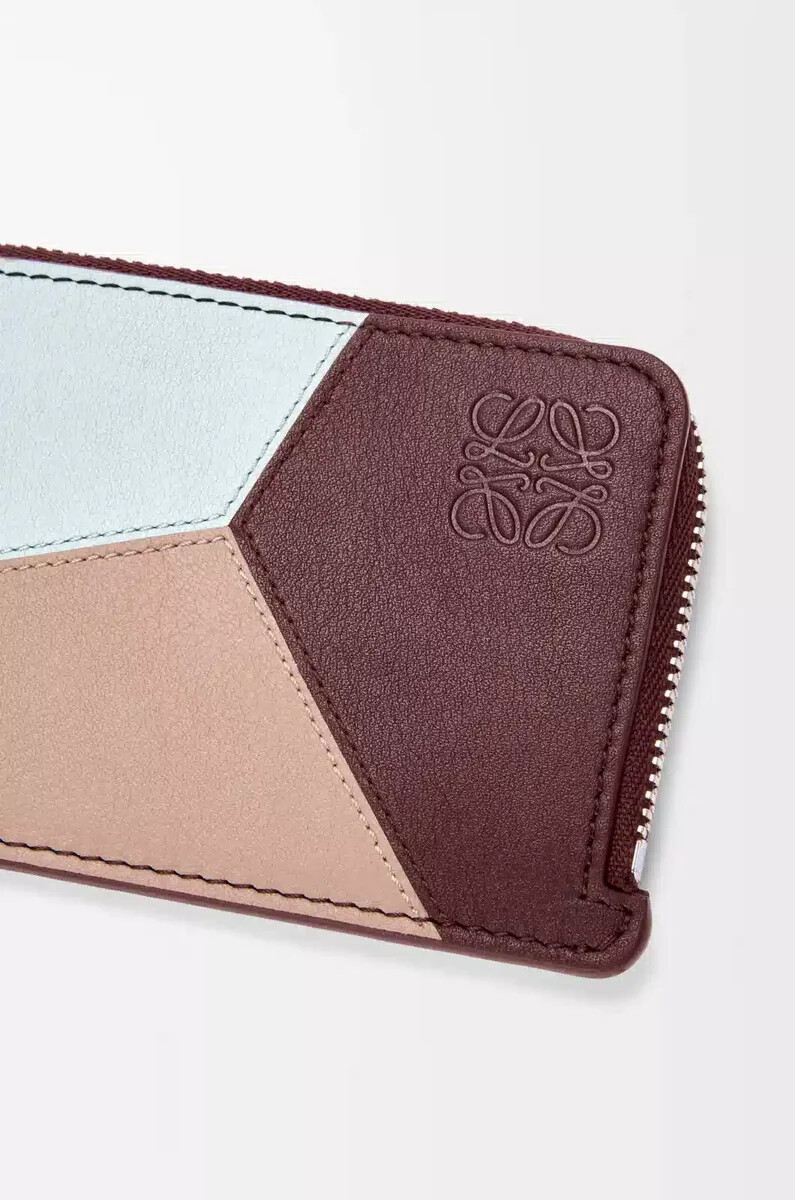 porta carte con monete puzzle in pelle di vitello classica frozendark burgundy