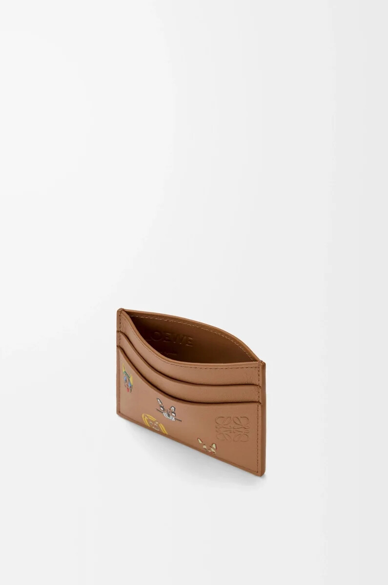 portacarte semplice cats in pelle di vitello classica mocha