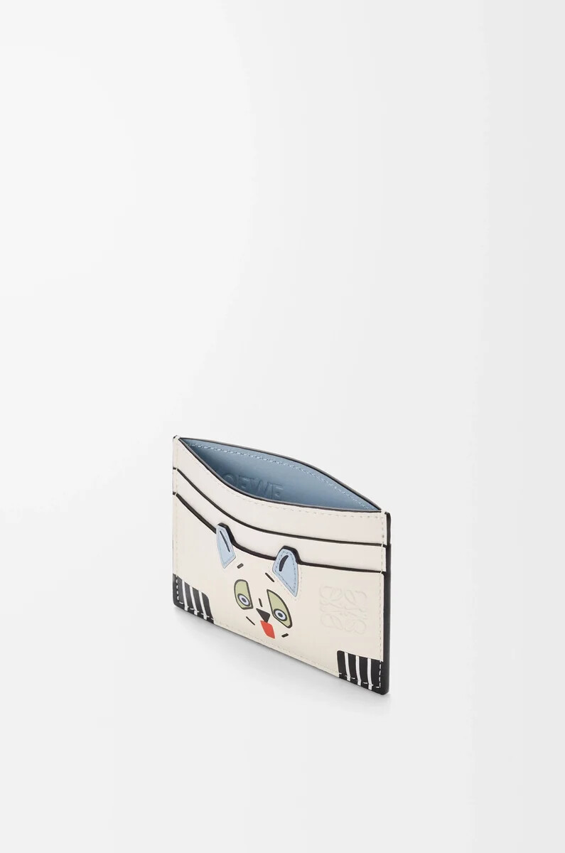 portacarte futurist cat in pelle di vitello classica soft white