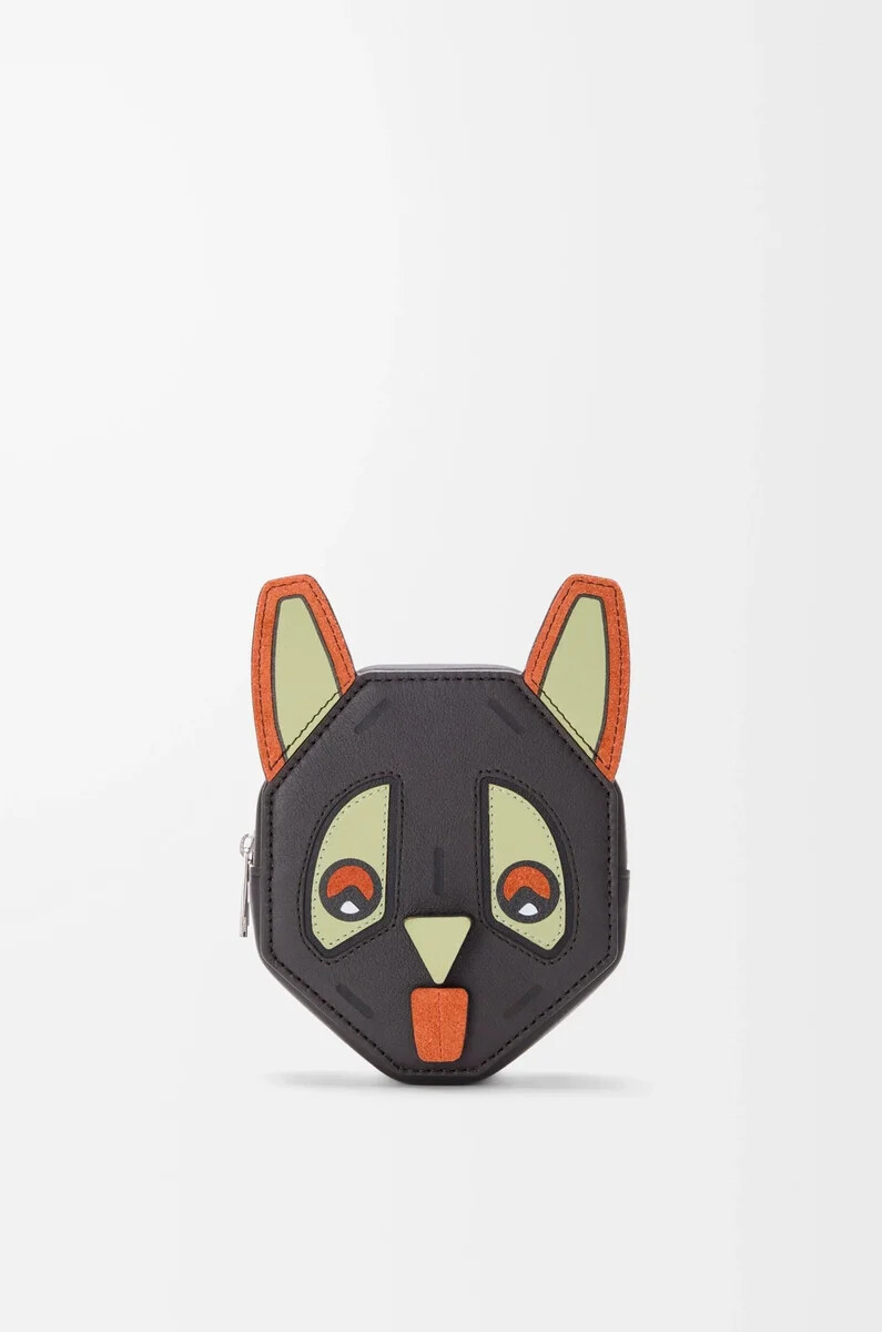 portamonete futurist cat in pelle di vitello classica charcoal