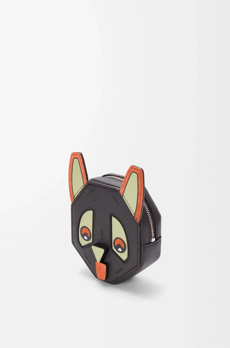 portamonete futurist cat in pelle di vitello classica charcoal