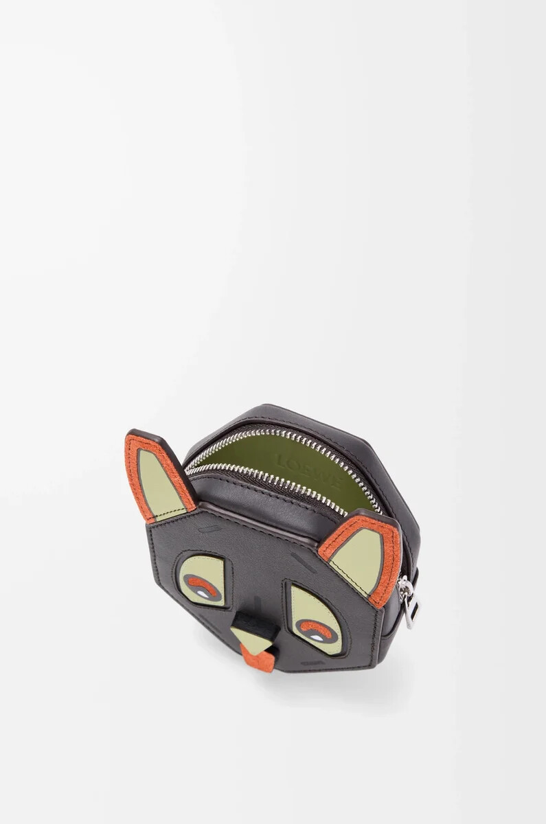 portamonete futurist cat in pelle di vitello classica charcoal